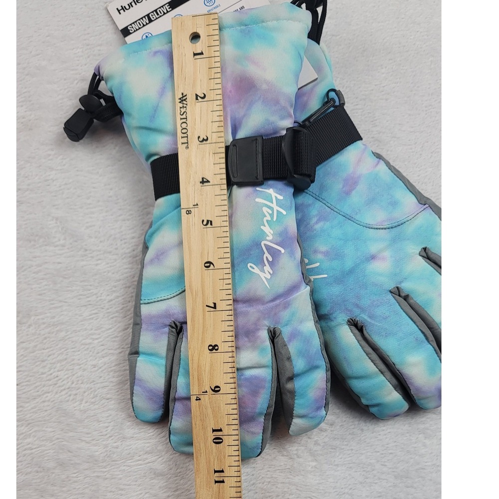 NWT Hurley Snowdrift Gloves Blue Purple Tie Dye Water Resistant Winter Ski L XL - Picture 4 of 5